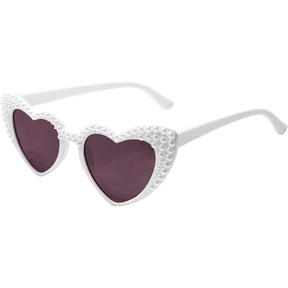 ❤️Women White Bride Sunglasses,Pearl Heart for Bride,Bridal Shower Accessory - Picture 2 of 7